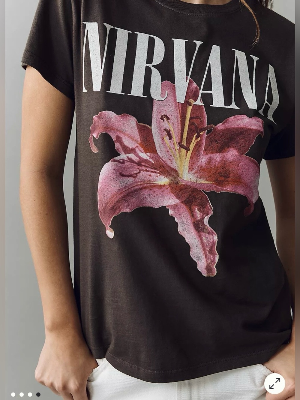 LetLuv/Anthropologie Cotton Nirvana Graphic Tee in Washed Black Size S. NWT